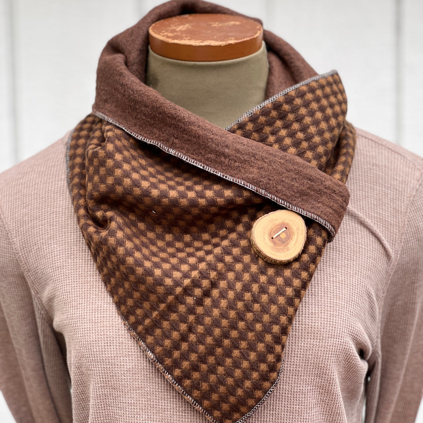 Brown and Tan Check Neckwarmer